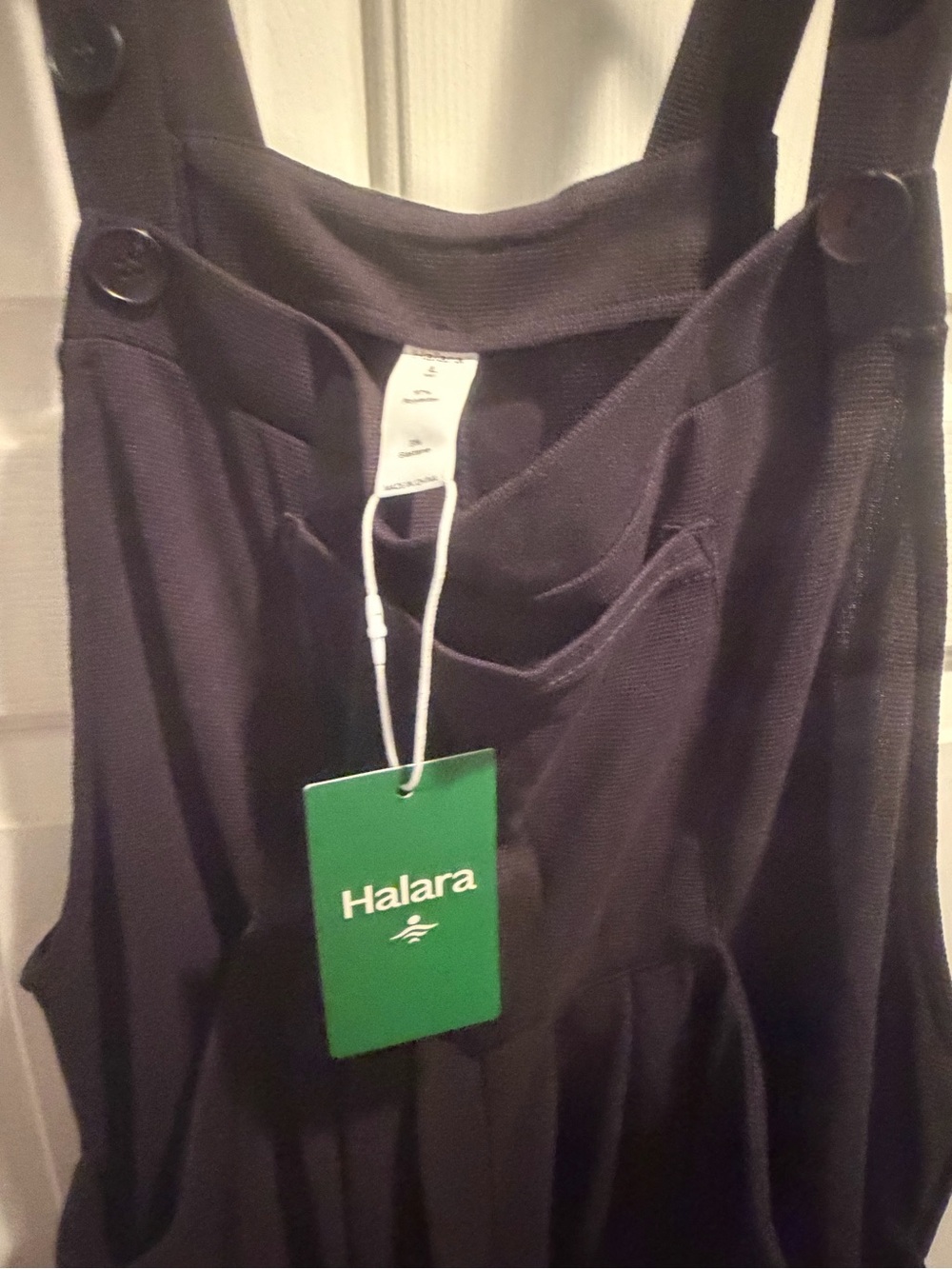 HALARA Black Knit Sleeveless Pinafore with Front Pocket Detail